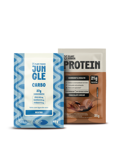 Jungle Carbo Neutro Sachê 40g (10 unidades) + Protein Chocolate Dream Sachê 35g (10 unidades)