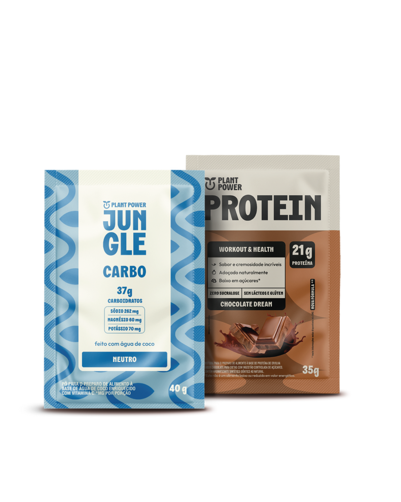 Jungle Carbo Neutro Sachê 40g (10 unidades) + Protein Chocolate Dream Sachê 35g (10 unidades)