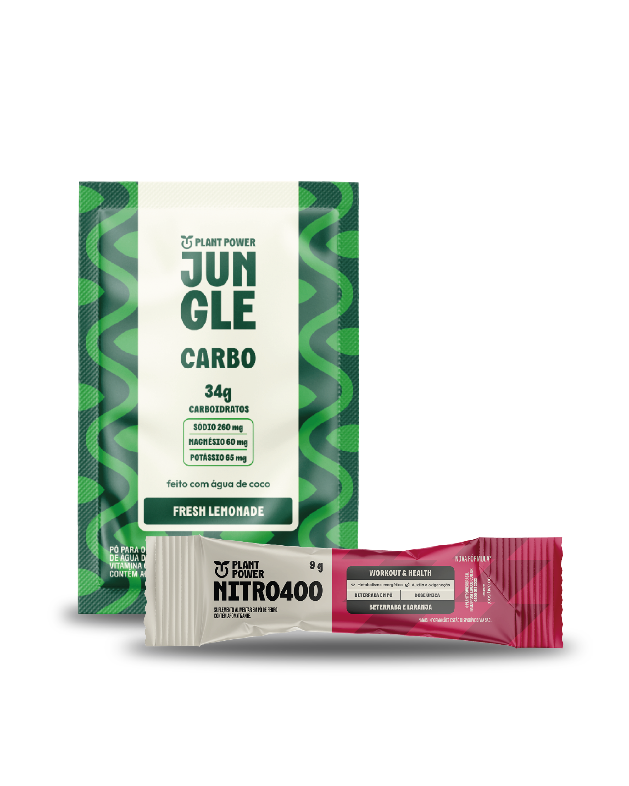 Jungle Carbo Lemonade Sachê 40g (10 unidades) + Nitro400 Beterraba e Laranja Stick 9g (14 unidades)