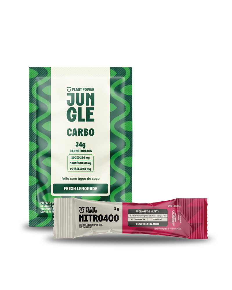 Jungle Carbo Lemonade Sachê 40g (10 unidades) + Nitro400 Beterraba e Laranja Stick 9g (14 unidades)