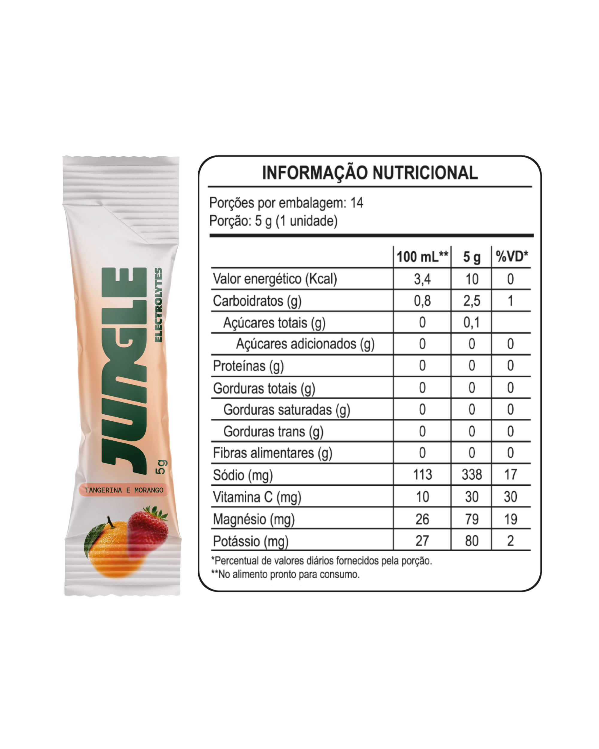 Jungle Electrolytes Tangerina e Morango 5g (14 unidades)