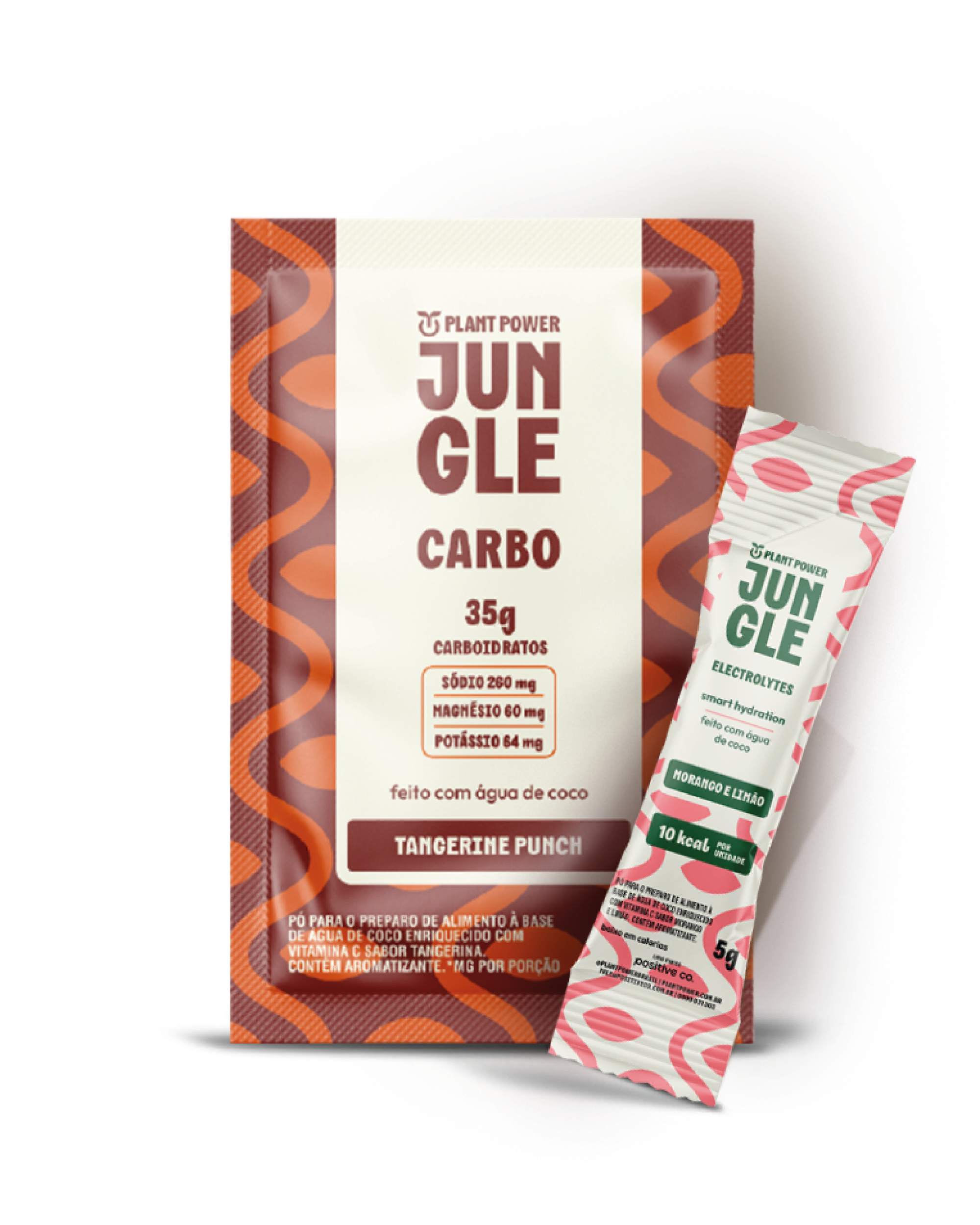 Jungle Carbo Tangerina Sachê 40g (10unid) + Jungle Electrolytes Morango e Limão 5g (14unid)