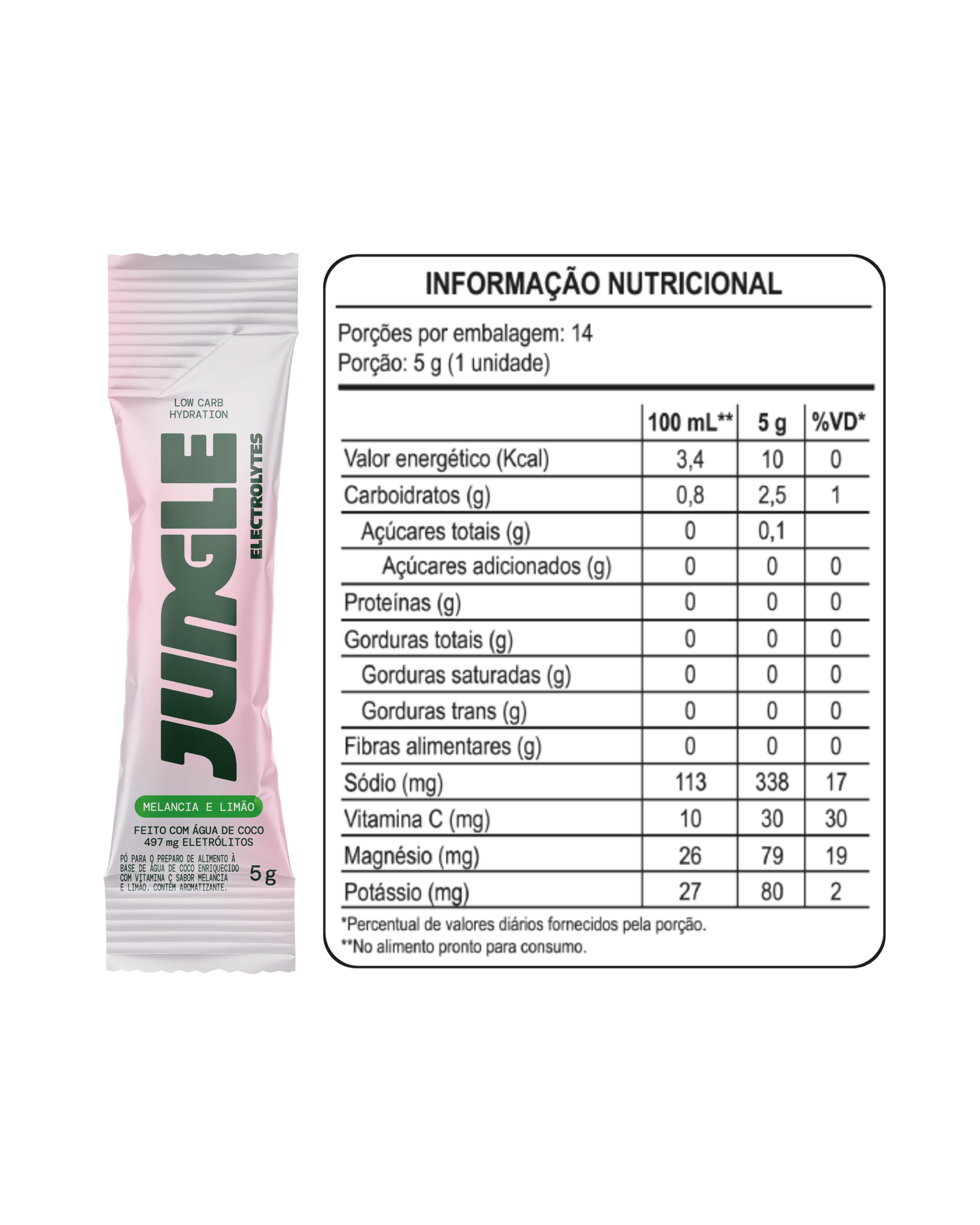Jungle Electrolytes Melancia e Limão 5g (14 unidades)