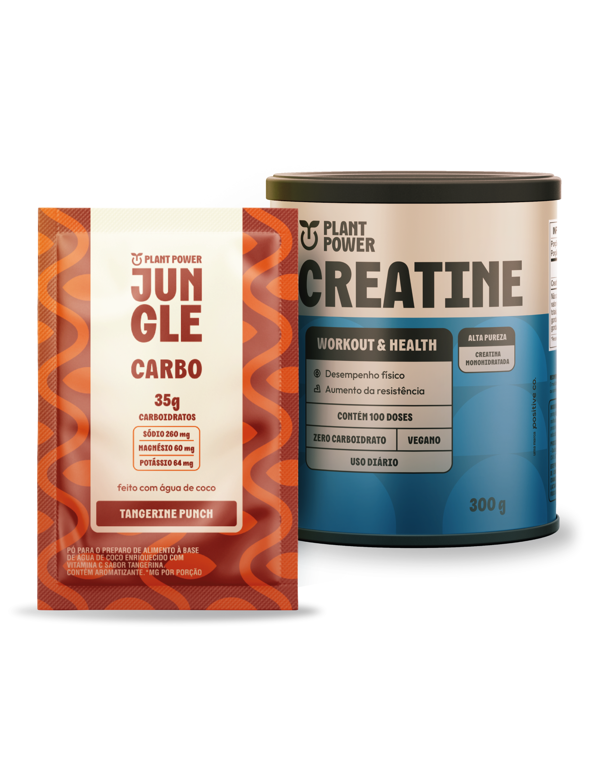Jungle Carbo Tangerina Sachê 40g (10unid) + Creatine 300g