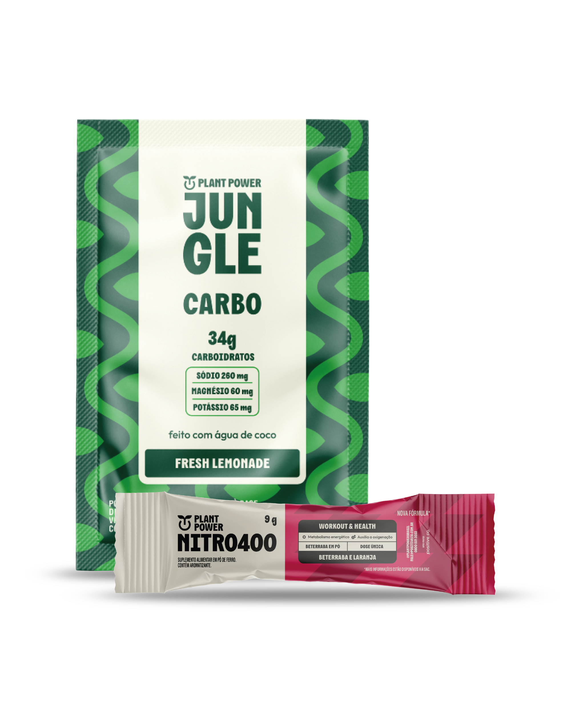 Jungle Carbo Lemonade Sachê 40g (10 unidades) + Nitro400 Beterraba e Laranja Stick 9g (14 unidades)