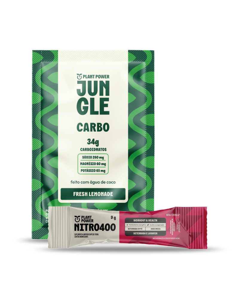 Jungle Carbo Lemonade Sachê 40g (10 unidades) + Nitro400 Beterraba e Laranja Stick 9g (14 unidades)