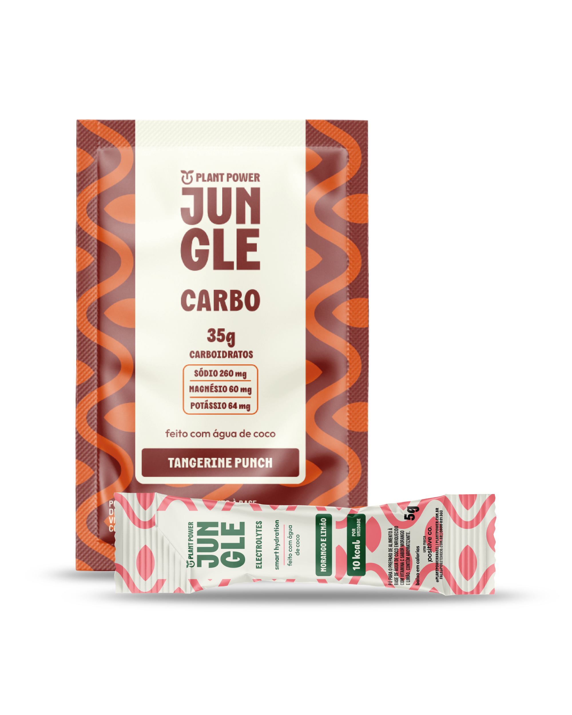 Jungle Carbo Tangerina Sachê 40g (10unid) + Jungle Electrolytes Morango e Limão 5g (14unid)