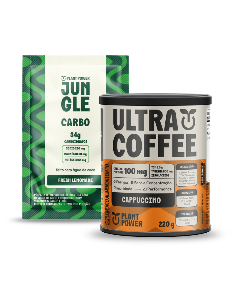 Jungle Carbo Lemonade Sachê 40g (10 unidades) + Ultracoffee Cappuccino 220g