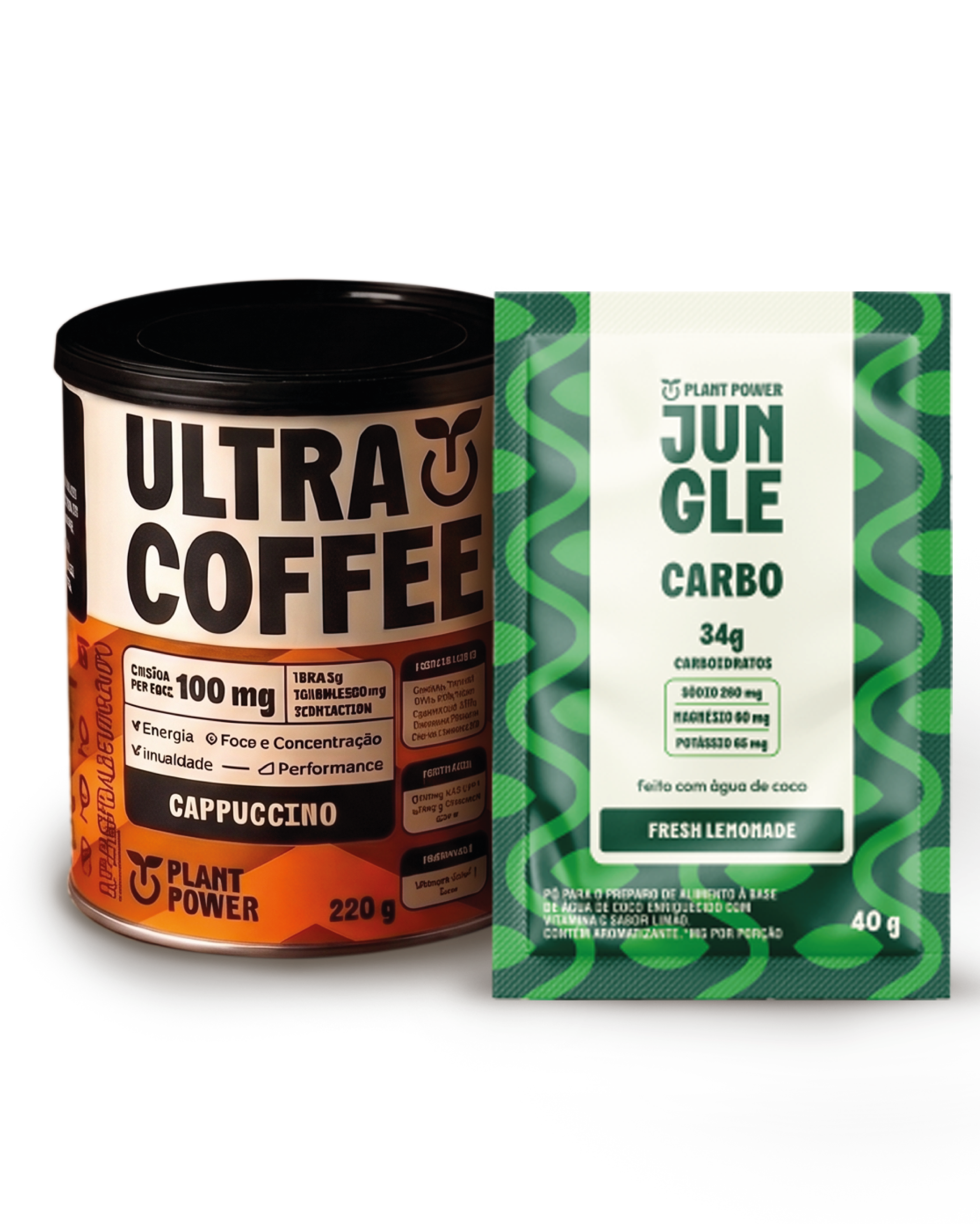 Jungle Carbo Lemonade Sachê 40g (10 unidades) + Ultracoffee Cappuccino 220g