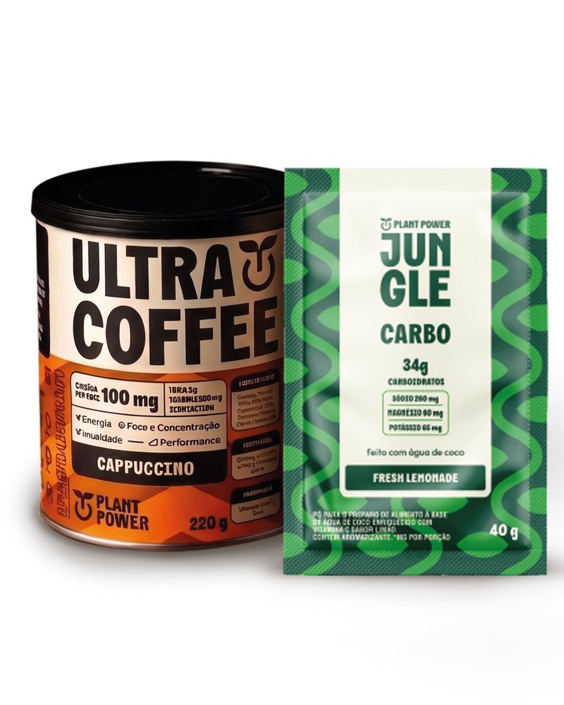 Jungle Carbo Lemonade Sachê 40g (10 unidades) + Ultracoffee Cappuccino 220g