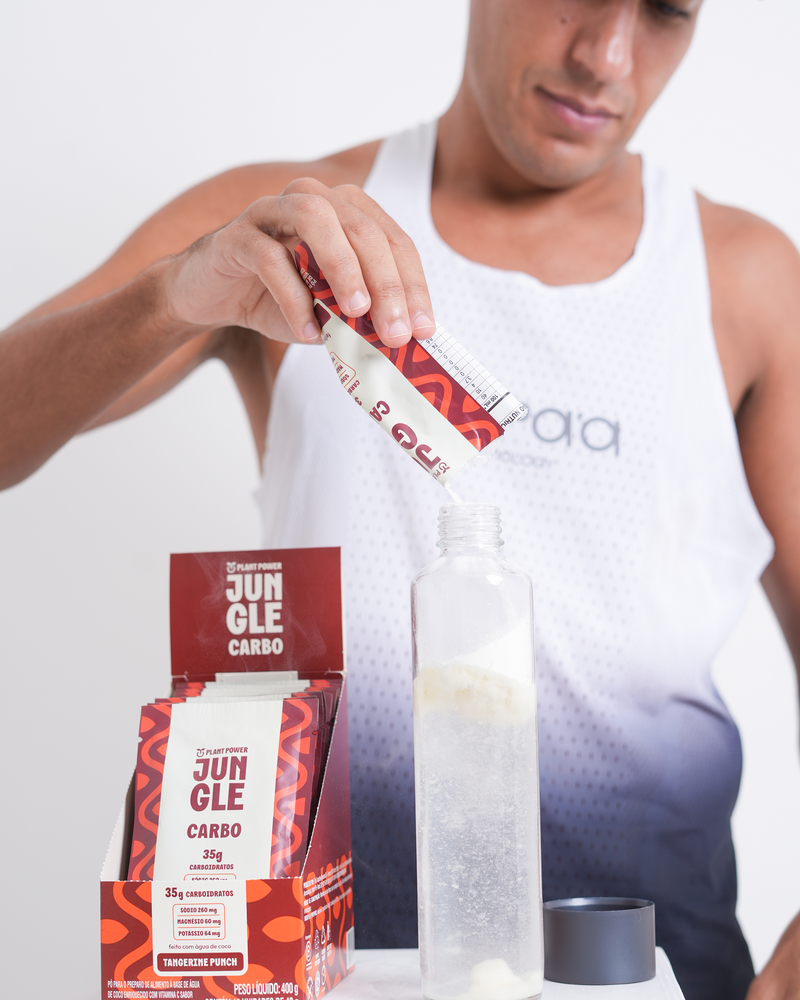 Jungle Carbo Tangerina Sachê 40g (10unid) + Jungle Electrolytes Morango e Limão 5g (14unid)